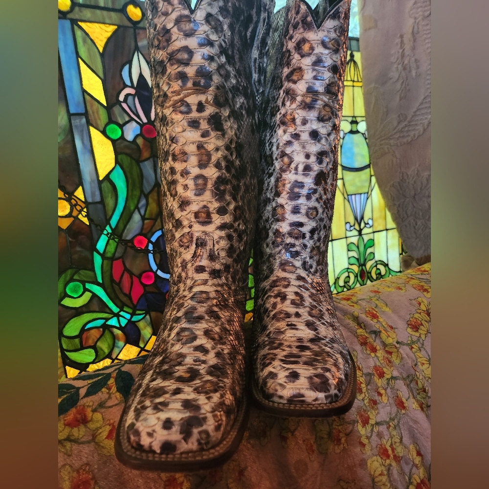 Custom Leopard Print Snake Skin Boots